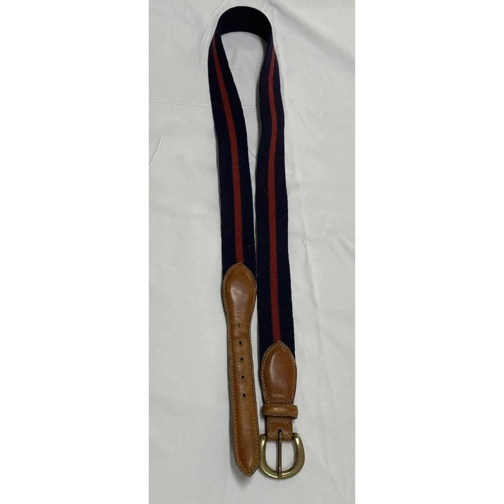 Trafalgar Canvas & Brown Leather Size 30‎ Vintage 1980s USA Belt Unisex